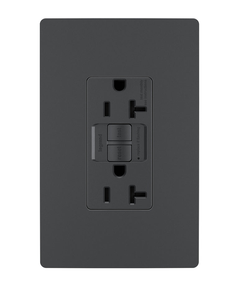 Legrand - 2097TRGCC4 - Tamper-Resistant 20A Duplex Self-Test GFCI Receptacle with SafeLock Protection - radiant - Graphite