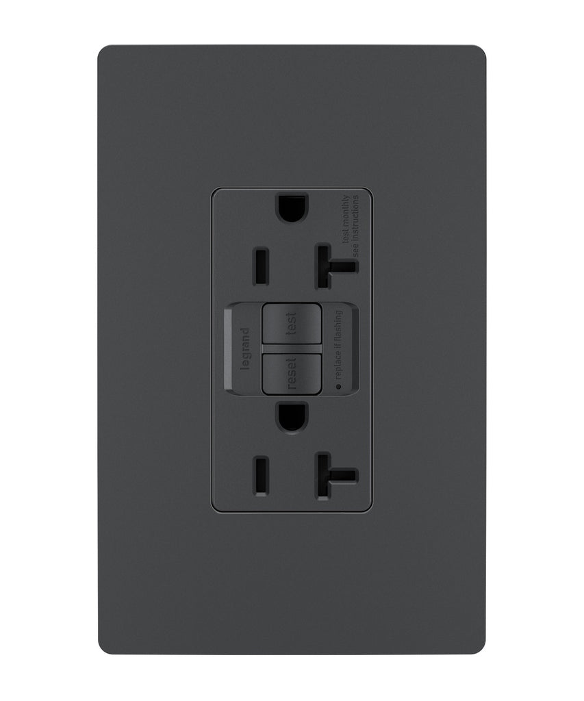 Legrand - 2097TRGCC4 - Tamper-Resistant 20A Duplex Self-Test GFCI Receptacle with SafeLock Protection - radiant - Graphite
