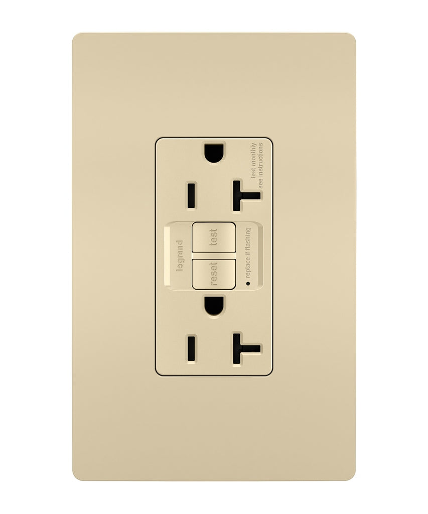 Legrand - 2097TRI - Tamper-Resistant 20A Duplex Self-Test GFCI Receptacle with SafeLock Protection - radiant - Ivory