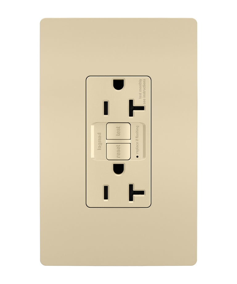 Legrand - 2097TRI - Tamper-Resistant 20A Duplex Self-Test GFCI Receptacle with SafeLock Protection - radiant - Ivory