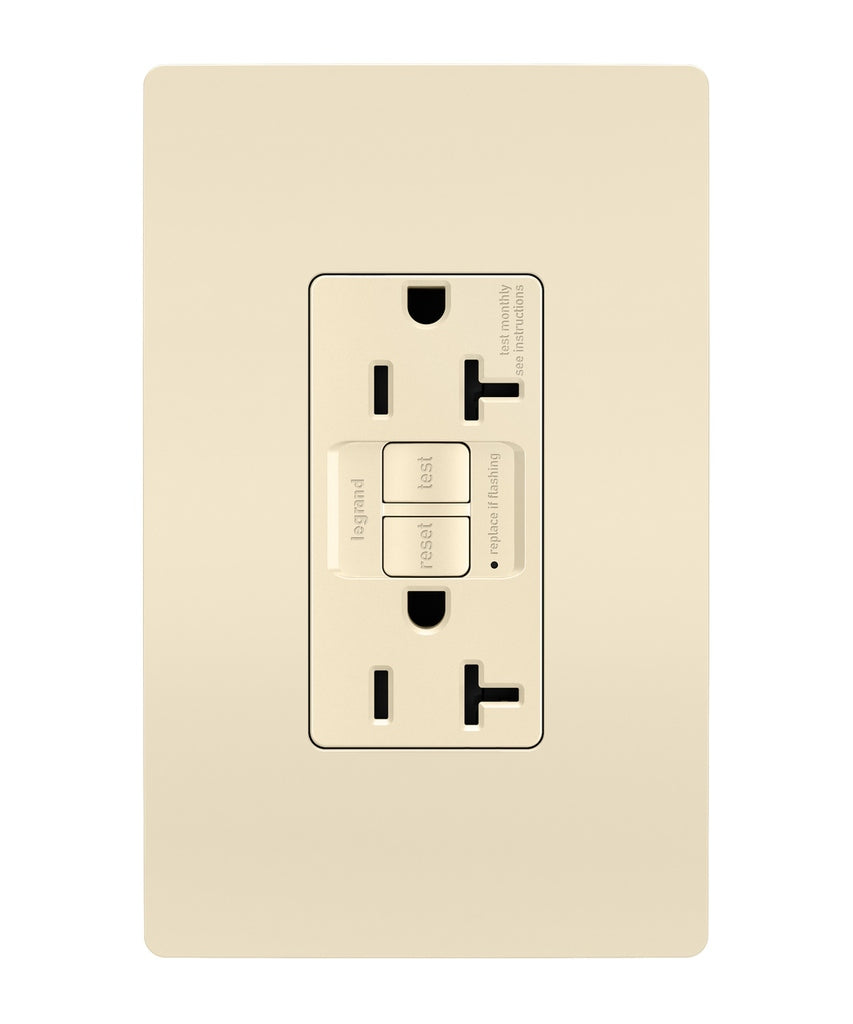 Legrand - 2097TRLA - Tamper-Resistant 20A Duplex Self-Test GFCI Receptacle with SafeLock Protection - radiant - Light Almond