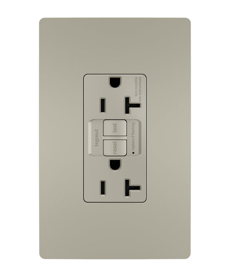 Legrand - 2097TRNICC4 - Tamper-Resistant 20A Duplex Self-Test GFCI Receptacle with SafeLock Protection - radiant - Nickel