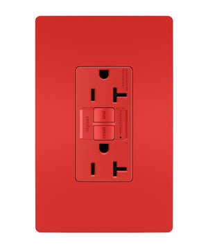 Legrand - 2097TRRED - Tamper-Resistant 20A Duplex Self-Test GFCI Receptacle with SafeLock Protection - radiant - Red