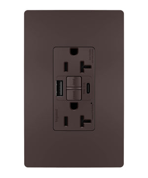 Legrand - 2097TRUSBACDBC4 - Tamper-Resistant 20A Duplex Self-Test GFCI Receptacles with SafeLock Protection, Type A/C Outlet - radiant - Dark Bronze