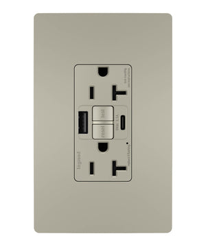 Legrand - 2097TRUSBACNIC4 - Tamper-Resistant 20A Duplex Self-Test GFCI Receptacles with SafeLock Protection, Type A/C Outlet - radiant - Nickel
