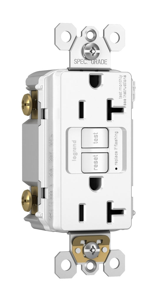 Legrand - 2097TRW - Tamper-Resistant 20A Duplex Self-Test GFCI Receptacle with SafeLock Protection - radiant - White