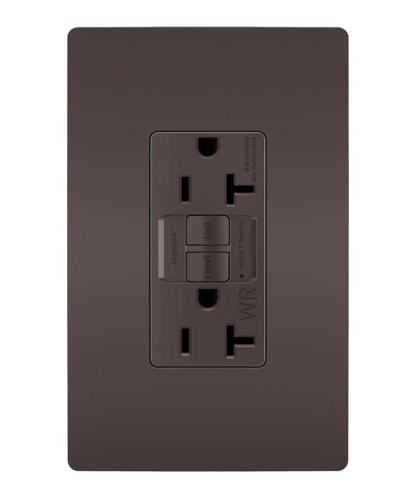 Legrand - 2097TRWR - Tamper-Resistant Weather-Resistant 20A Duplex Self-Test GFCI Receptacles with SafeLock Protection - radiant - Brown