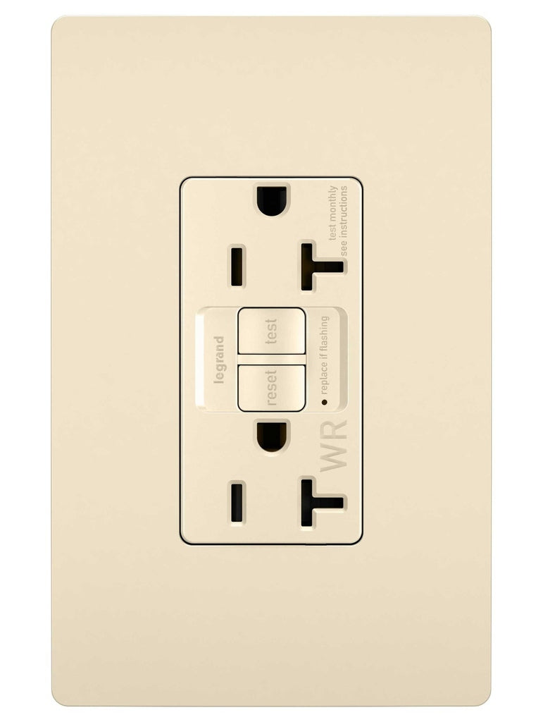 Legrand - 2097TRWRLA - Tamper-Resistant Weather-Resistant 20A Duplex Self-Test GFCI Receptacles with SafeLock Protection - radiant - Light Almond