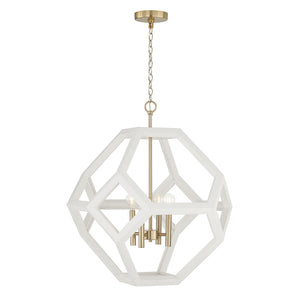 Capital Lighting - 358441WM - Four Light Pendant - Geo - Flat White and Matte Brass
