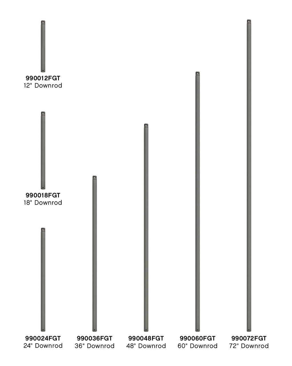 Hinkley - 990018FGT - Downrod - 18" Downrod - Graphite