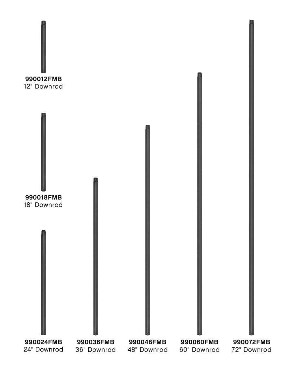 Hinkley - 990036FMB - Downrod - 36" Downrod - Matte Black