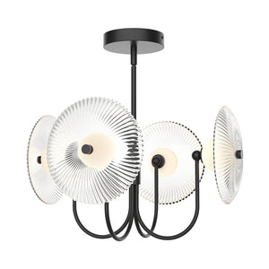 Alora - PD417904MBCR-UNV - LED Pendant - Hera - Matte Black/Clear Ribbed Glass