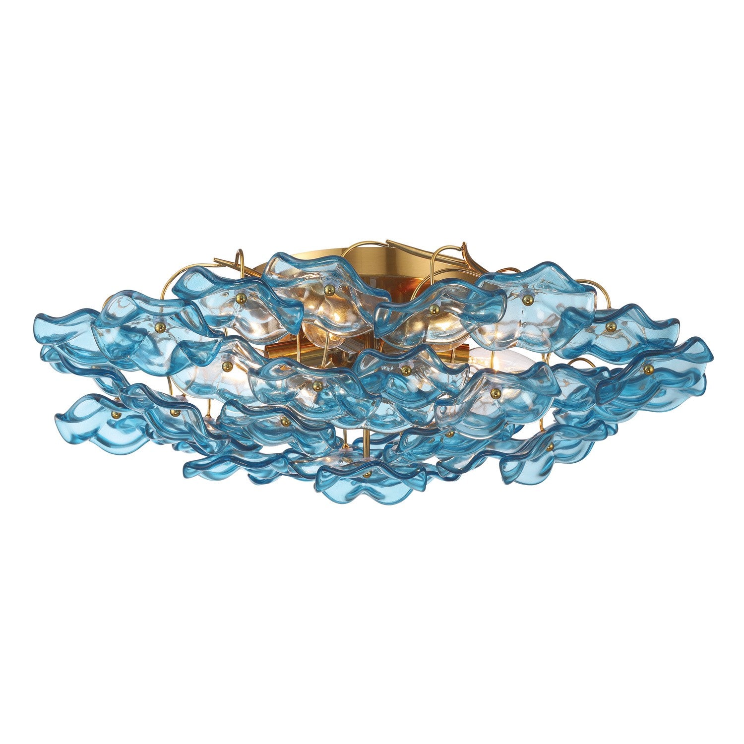 Crystorama - ESM-4000-AG-BL - Six Light Semi Flush Mount - Esme - Aged Brass