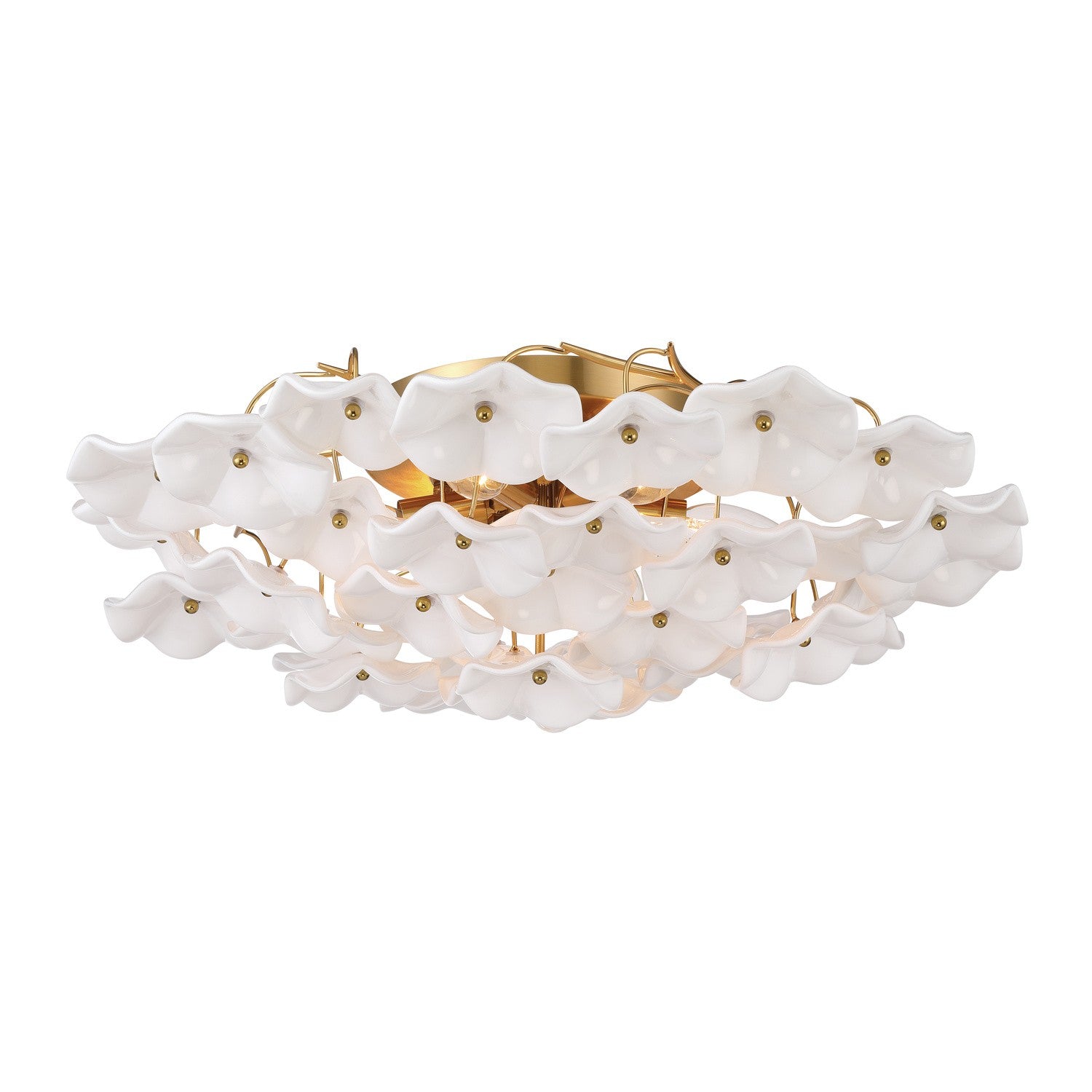 Crystorama - ESM-4000-AG-WH - Six Light Semi Flush Mount - Esme - Aged Brass