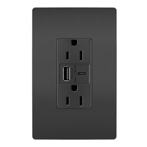 Legrand - R26USBAC6BK - 15A Tamper-Resistant Ultra-Fast USB Type A/C Outlet - radiant - Black