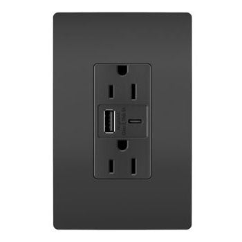 Legrand - R26USBAC6BK - 15A Tamper-Resistant Ultra-Fast USB Type A/C Outlet - radiant - Black