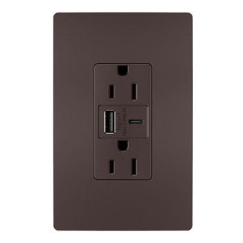 Legrand - R26USBAC6DBCCV4 - 15A Tamper-Resistant Ultra-Fast USB Type A/C Outlet - radiant - Dark Bronze