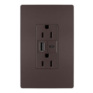 Legrand - R26USBAC6DBCCV4 - 15A Tamper-Resistant Ultra-Fast USB Type A/C Outlet - radiant - Dark Bronze