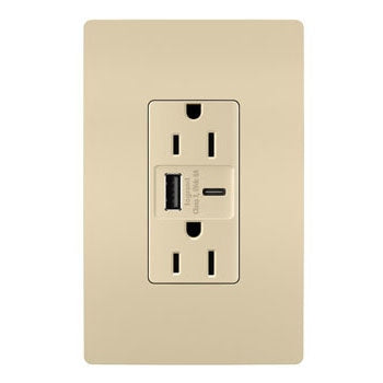 Legrand - R26USBAC6I - 15A Tamper-Resistant Ultra-Fast USB Type A/C Outlet - radiant - Ivory