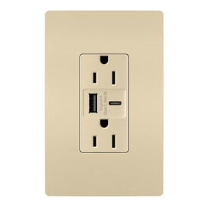 Legrand - R26USBAC6I - 15A Tamper-Resistant Ultra-Fast USB Type A/C Outlet - radiant - Ivory