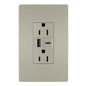 Legrand - R26USBAC6NICCV4 - 15A Tamper-Resistant Ultra-Fast USB Type A/C Outlet - radiant - Nickel