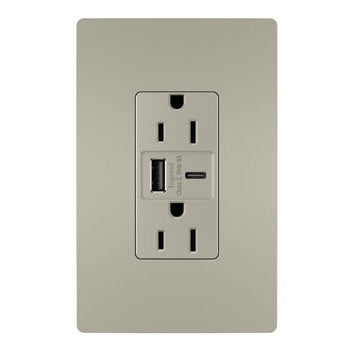 Legrand - R26USBAC6NICCV4 - 15A Tamper-Resistant Ultra-Fast USB Type A/C Outlet - radiant - Nickel