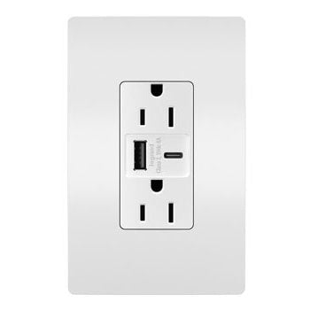 Legrand - R26USBAC6W - 15A Tamper-Resistant Ultra-Fast USB Type A/C Outlet - radiant - White