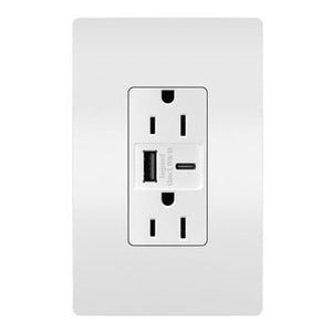 Legrand - R26USBAC6W - 15A Tamper-Resistant Ultra-Fast USB Type A/C Outlet - radiant - White