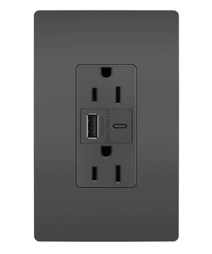 Legrand - R26USBACBK - 15A Tamper-Resistant USB Type A/C Outlet - radiant - Black