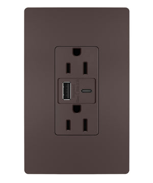 Legrand - R26USBACDBCCV4 - 15A Tamper-Resistant USB Type A/C Outlet - radiant - Dark Bronze