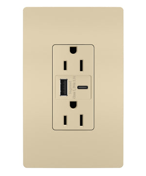 Legrand - R26USBACI - 15A Tamper-Resistant USB Type A/C Outlet - radiant - Ivory