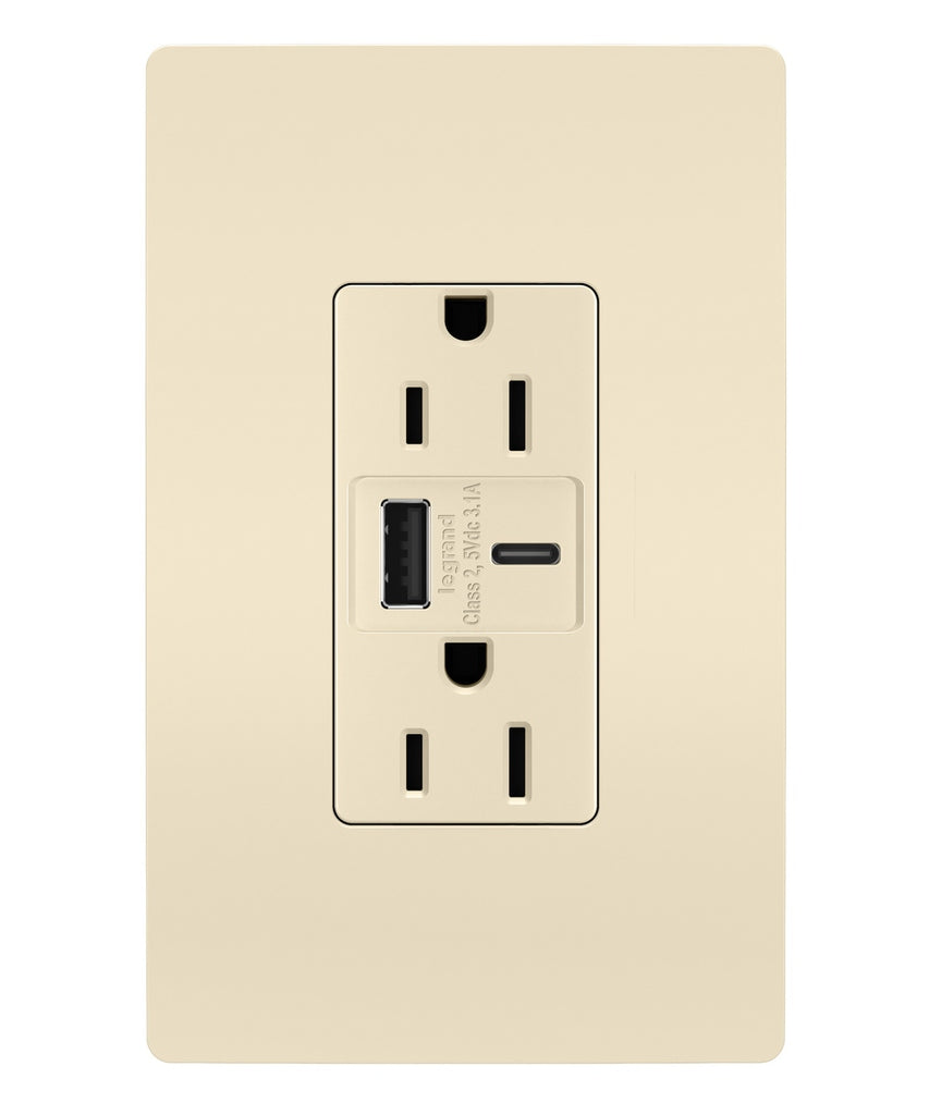 Legrand - R26USBACLA - 15A Tamper-Resistant USB Type A/C Outlet - radiant - Light Almond
