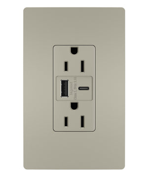 Legrand - R26USBACNICCV4 - 15A Tamper-Resistant USB Type A/C Outlet - radiant - Nickel