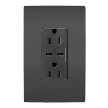 Legrand - R26USBCC6BK - 15A Tamper-Resistant Ultra-Fast USB Type C/C Outlet - radiant - Black
