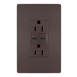Legrand - R26USBCC6DBCCV4 - 15A Tamper-Resistant Ultra-Fast USB Type C/C Outlet - radiant - Dark Bronze