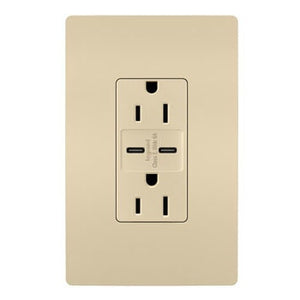 Legrand - R26USBCC6I - 15A Tamper-Resistant Ultra-Fast USB Type C/C Outlet - radiant - Ivory