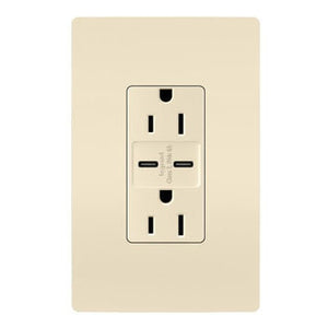Legrand - R26USBCC6LA - 15A Tamper-Resistant Ultra-Fast USB Type C/C Outlet - radiant - Light Almond