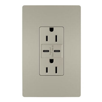 Legrand - R26USBCC6NICCV4 - 15A Tamper-Resistant Ultra-Fast USB Type C/C Outlet - radiant - Nickel