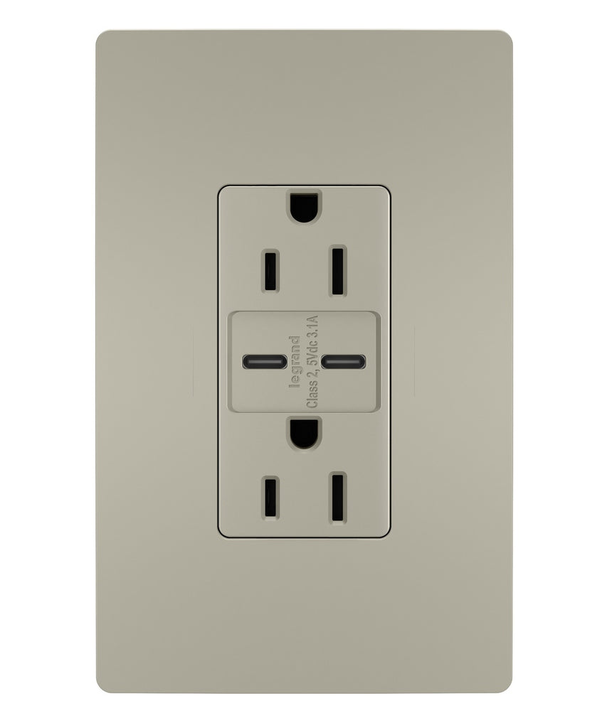 Legrand - R26USBCCNICCV4 - 3.1 C-C USB+15A DUP REC NI VPK - radiant - Nickel