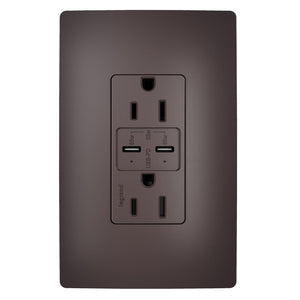 Legrand - R26USBPD65 - 65W USB Outlet, Type C, 15A, Tamper-Resistant - radiant - Brown