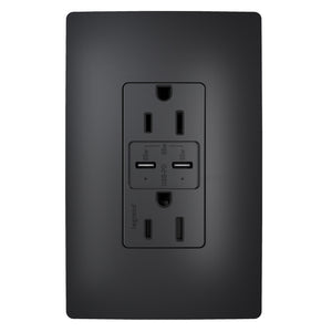 Legrand - R26USBPD65BK - 65W USB Outlet, Type C, 15A, Tamper-Resistant - radiant - Black
