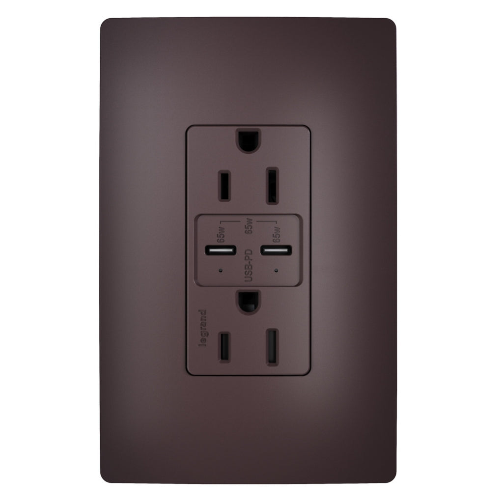 Legrand - R26USBPD65DBCC6 - 65W USB Outlet, Type C, 15A, Tamper-Resistant - radiant - Dark Bronze