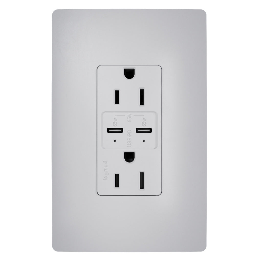 Legrand - R26USBPD65GRY - 65W USB Outlet, Type C, 15A, Tamper-Resistant - radiant - Gray