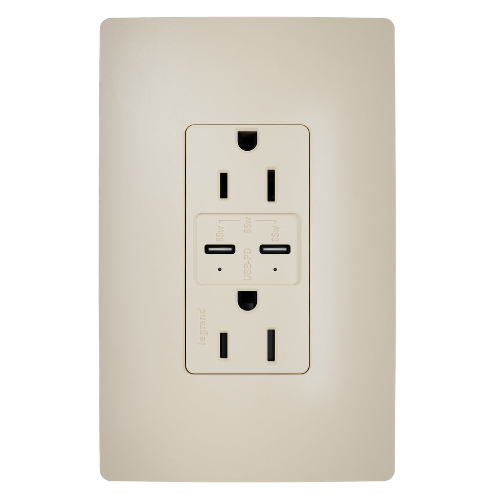 Legrand - R26USBPD65I - 65W USB Outlet, Type C, 15A, Tamper-Resistant - radiant - Ivory