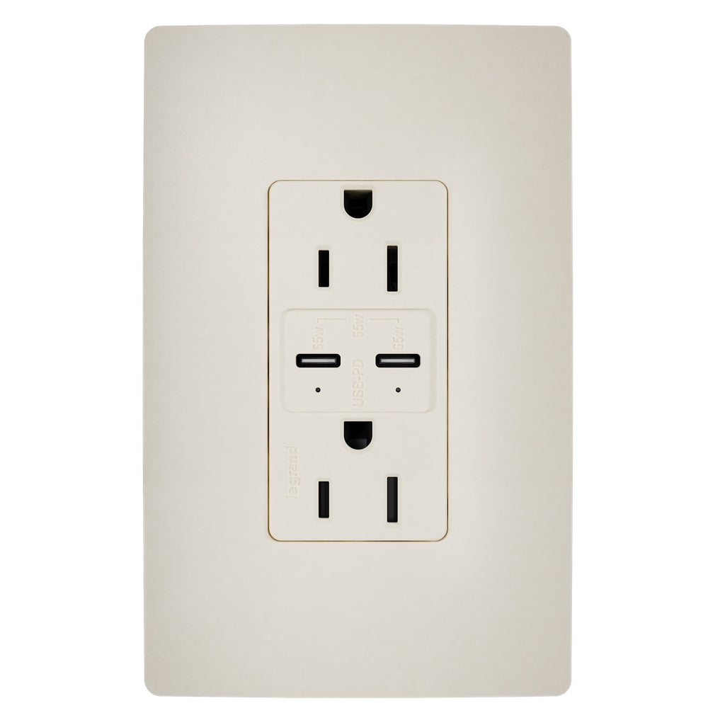 Legrand - R26USBPD65LA - 65W USB Outlet, Type C, 15A, Tamper-Resistant - radiant - Light Almond