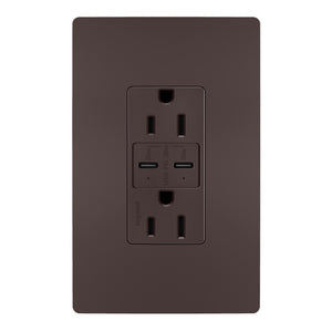Legrand - R26USBPDDBCC6 - 15A Tamper Resistant Ultra Fast PLUS Power Delivery USB Type C/C Outlet - radiant - Dark Bronze
