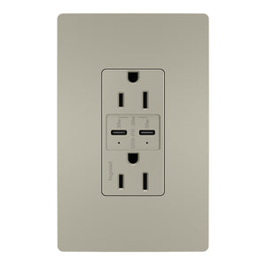 Legrand - R26USBPDNICC6 - 15A Tamper Resistant Ultra Fast PLUS Power Delivery USB Type C/C Outlet - radiant - Nickel