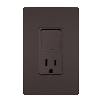 Legrand - RCD38TR - Single-Pole/3-Way Switch with 15A Tamper-Resistant Outlet - radiant - Brown