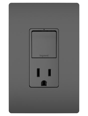 Legrand - RCD38TRBK - Single Pole/3-Way Switch with 15A Tamper-Resistant Outlet - radiant - Black