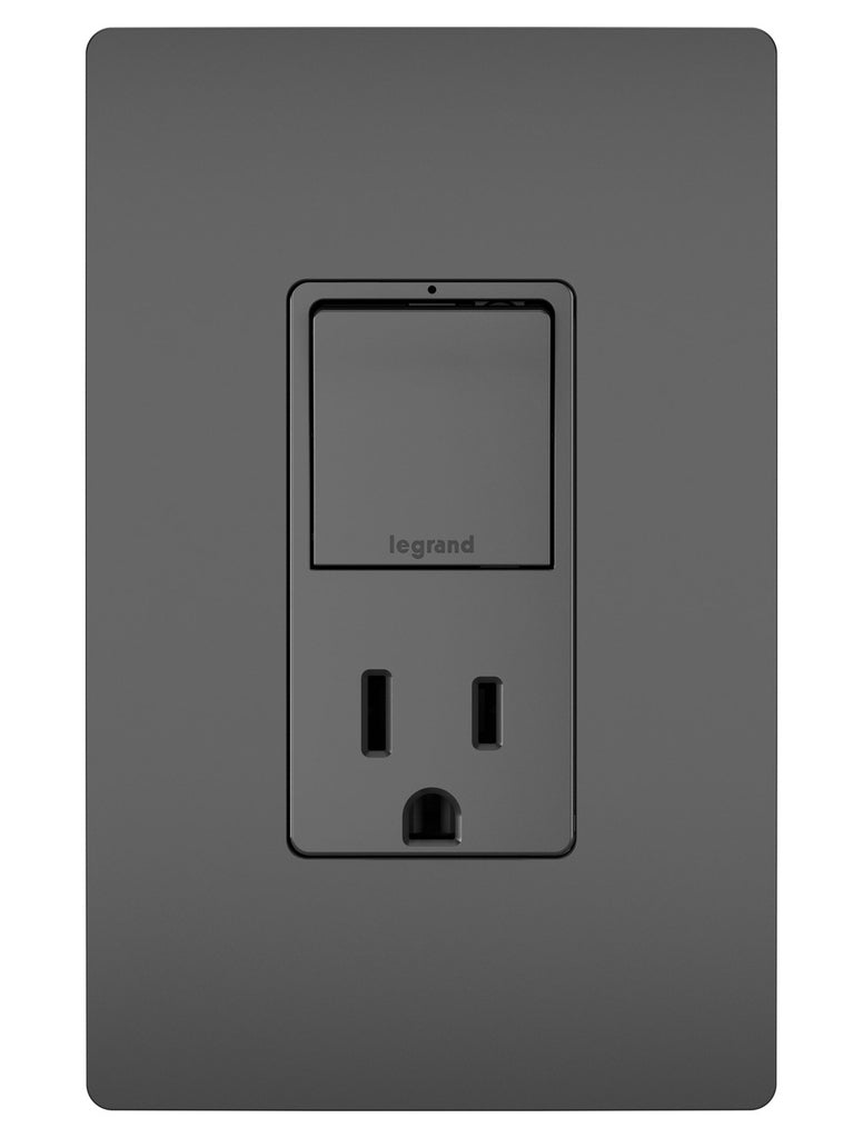 Legrand - RCD38TRBK - Single Pole/3-Way Switch with 15A Tamper-Resistant Outlet - radiant - Black